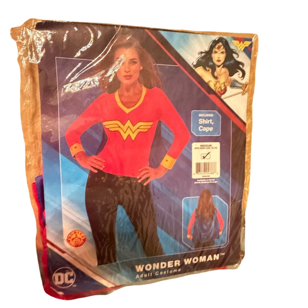 Rubies Wonder Woman Costume Adult Medium Red Blue Shirt Cape Set 10-14